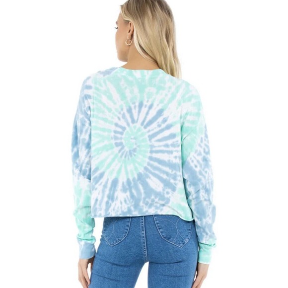 DayDreamer Revolve Small Tie Dye Long Sleeve Crop Tee Boho Blogger Favorite Ac23 - Picture 2 of 7